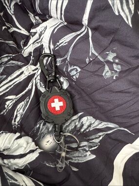 Retractable Medical Keychain Badge Reel with Red Cross